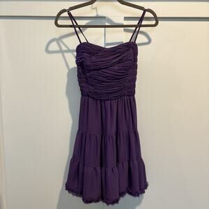 Y2K Fairy Whimsigoth Dress XS Purple Cocktail Party Layered Ruched Mini VILA